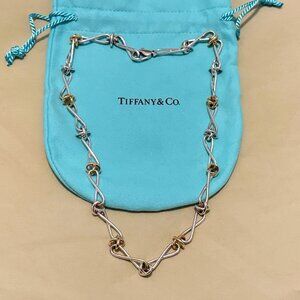 X-Rare TIFFANY & CO. x Paloma Picasso Silver 18k Infinity X Necklace